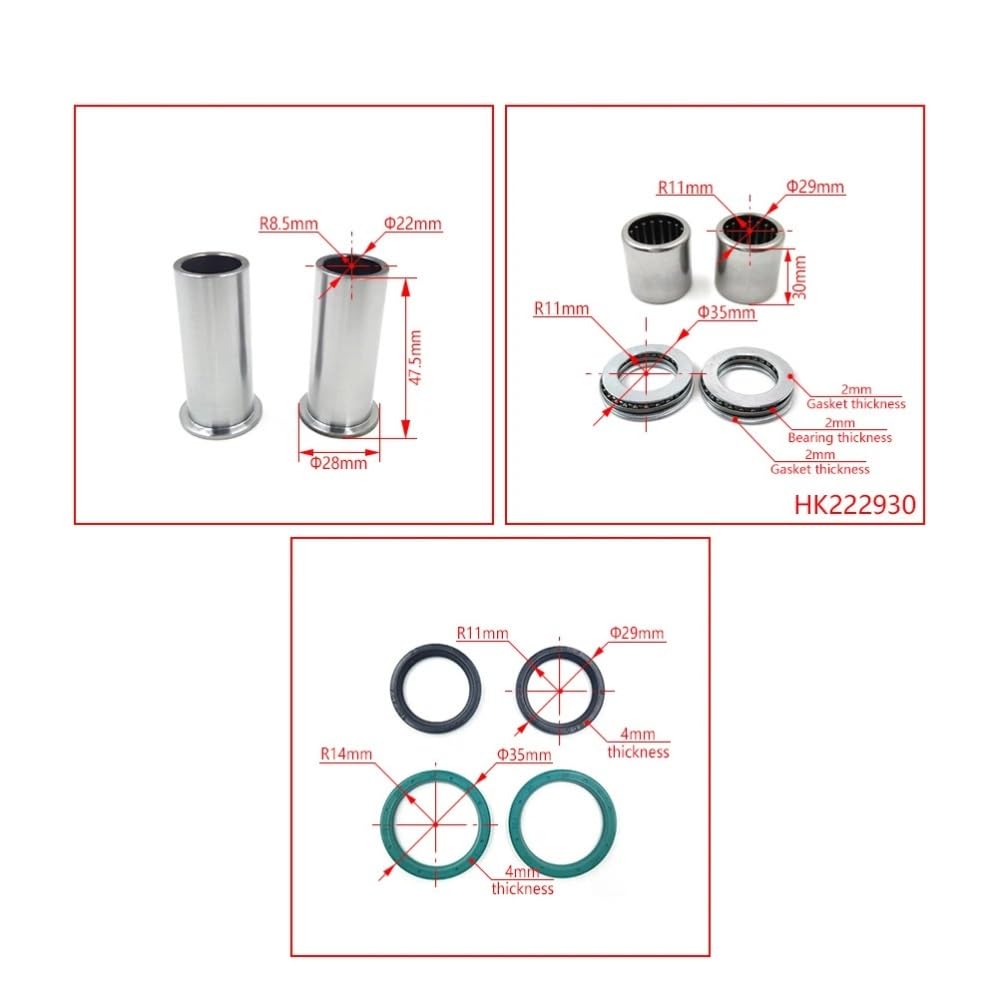 Zestaw uszczelek tulei łożyska wahacza do Kaw KX250F KX450F KLX450R | Zestaw uszczelek tulei łożyska wahacza do Kaw KX250F KX450F KLX450R(Full Set)