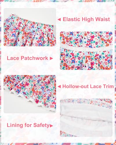 Faldas largas con estampado floral Rolanko para niñas con cintura alta y encaje 5