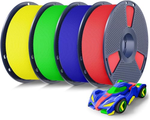 SUNLU 4KG Rapid PETG 3D Filament 1.75mm, Red+Blue+Green+Yellow