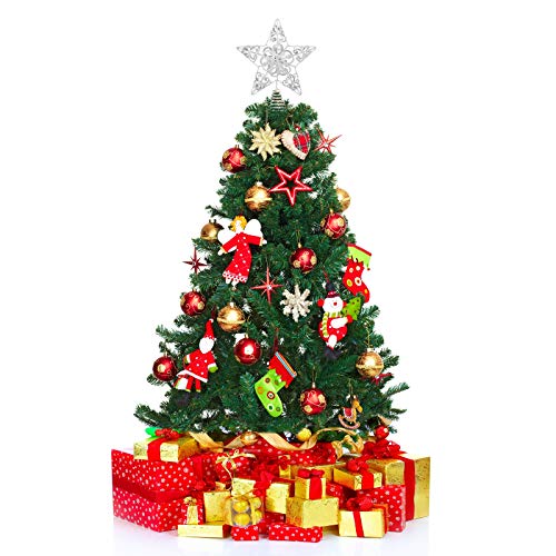 Uratot Glitter Metal Christmas Tree Topper Hallow Wire Star Treetop Decoration With Sequins For Holiday Seasonal Christmas Tree Ornament #TOP3