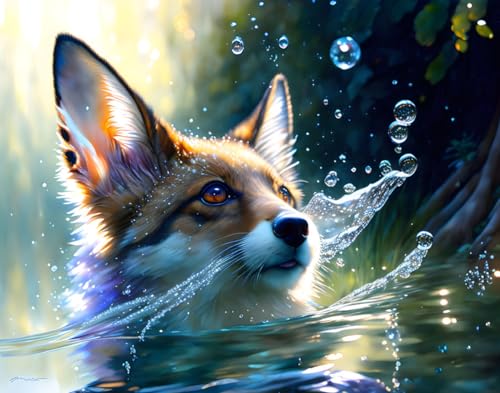 Tableau sur toile So I Saw a Furry Critter Splashing in Water pour décorer un salon moderne
