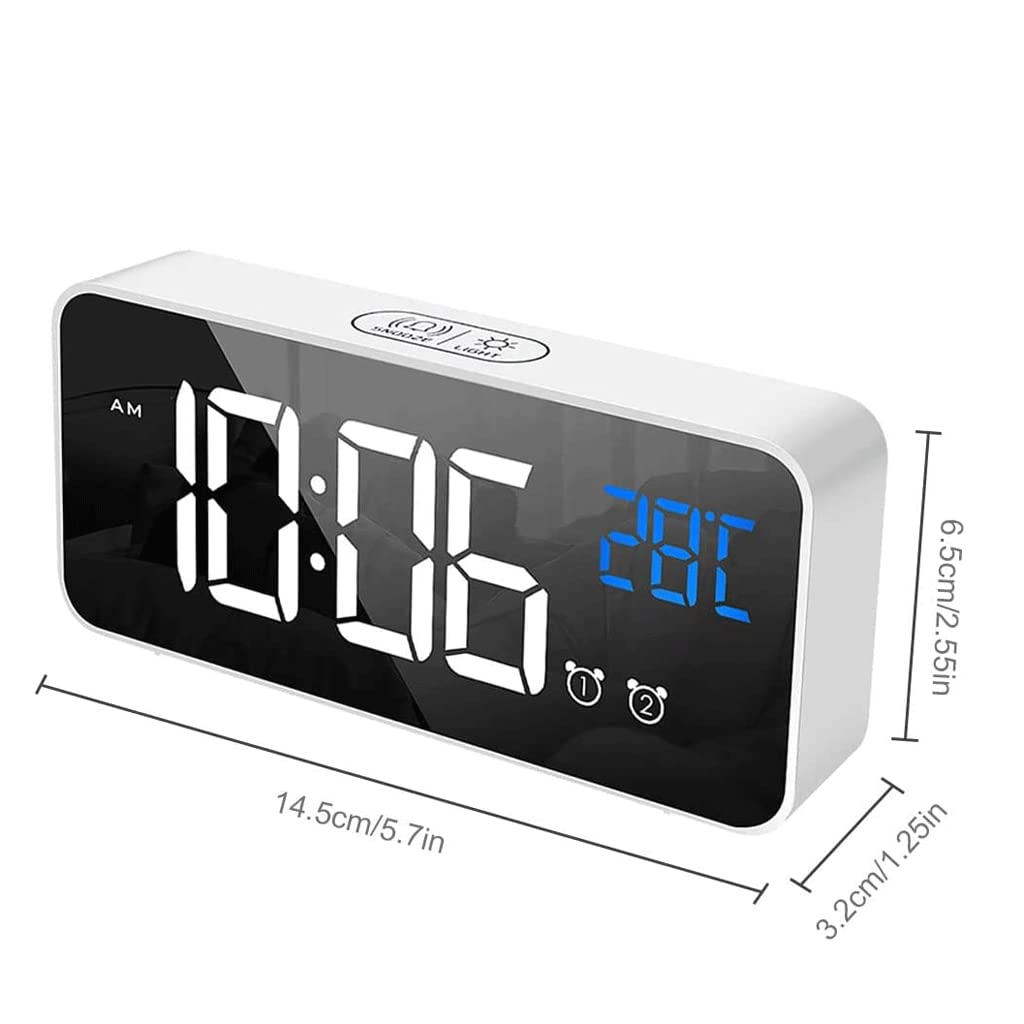 Horloge de Chevet Réveil numérique LED Réveil Miroir Multifonction Horloge de Bureau électronique HD LED Réveil Musical Horloge de Bureau Horloge de Chevet réveil numérique