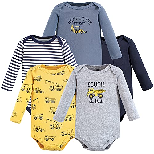 Image of Hudson Baby baby-girls Cotton Long-sleeve Bodysuits 5-pack