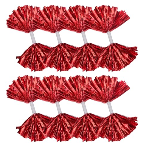 Pompons de pom-pom girl fleurs rouges lot de 8 accessoires de danse et fêtes