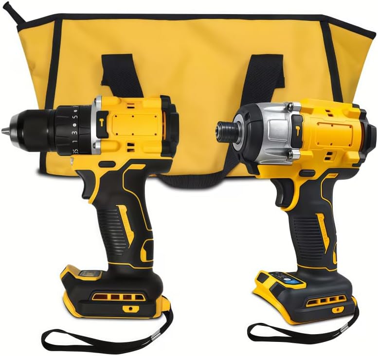 Brushless Drill & Impact Driver Combo Kit Compatible with 20V Battery, Brushless Motor, Variable Speed Trigger, LED Lights & Free Storage Bag Included