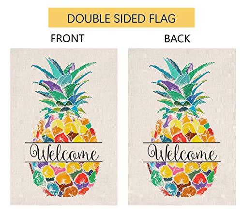 Colorful Pineapple Welcome Small Garden Flag Vertical Double Sided 12.5 X 18 Inch Summer Farmhouse Burlap Yard Outdoor Decor #TOP4