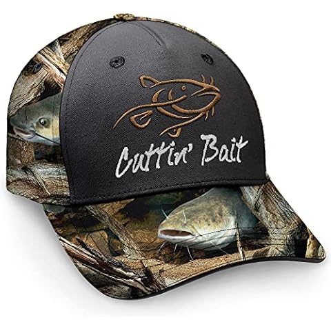 Fishouflage Cuttin’ Bait Catfish Cap - Men’s Camo Fishing Hat, Catfish, One size Cover