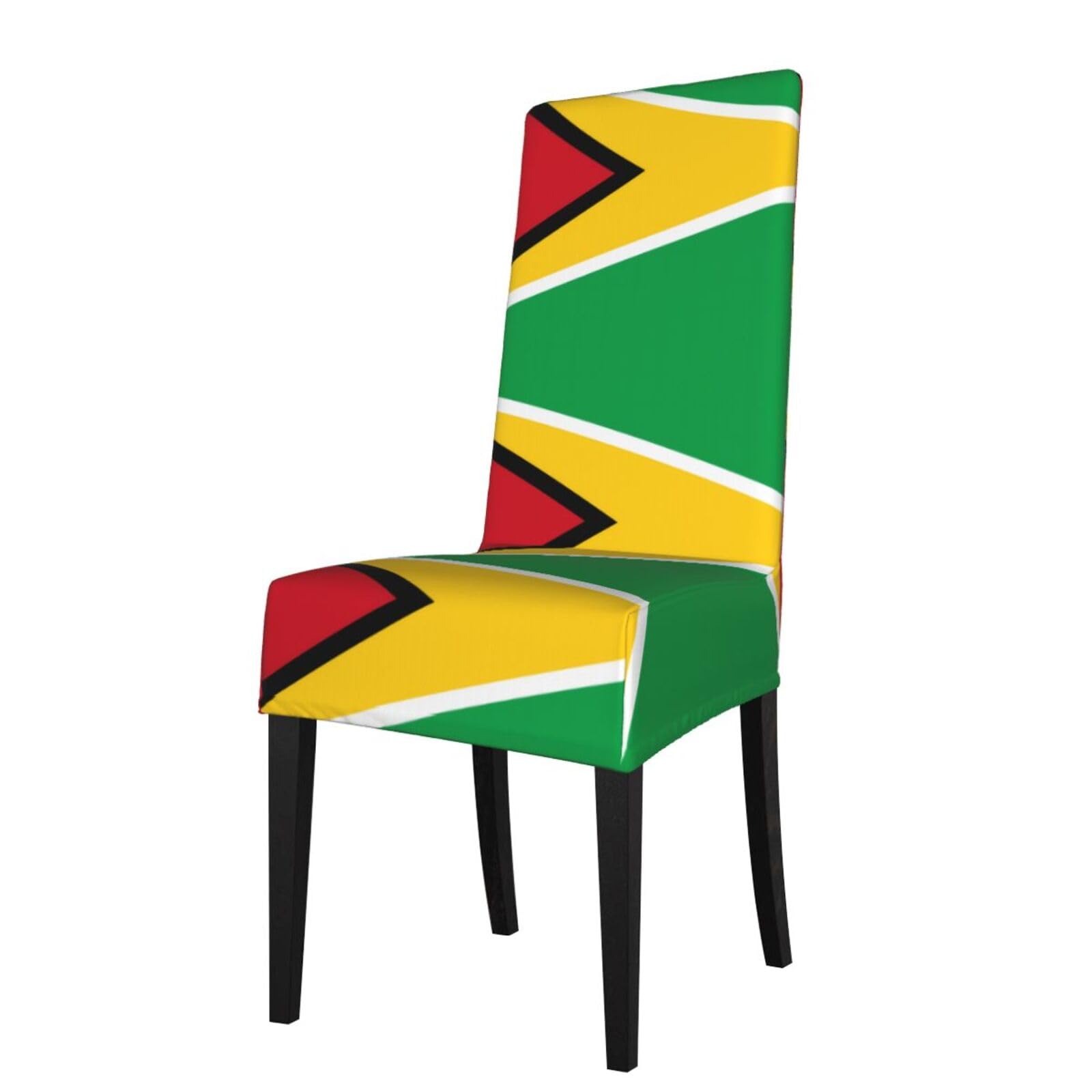YYHWHJDE Flag of Guyana Prints Dining Chair Throw Covers – Stretchable Polyester Blend Protects Your Chairs with Easy Style & Easy Care