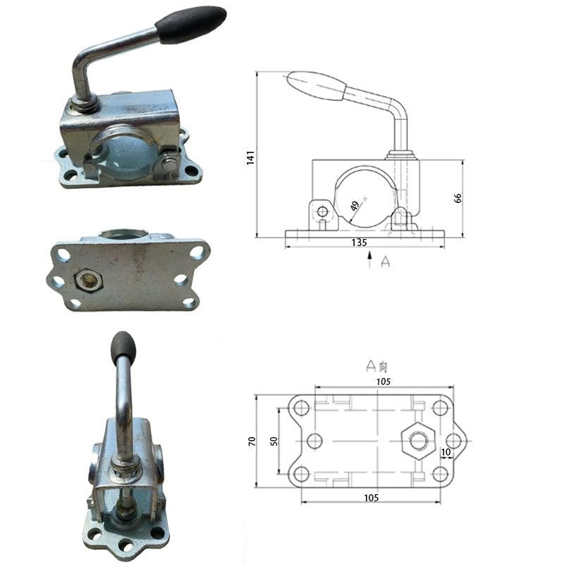 HEYOUTH Rueda Jockey Remolque con Neumático de Goma Maciza (Acanalado) - 500kg Carga, para Remolques y Trailers, Ø48mm, Rueda Rremolque 228x60mm