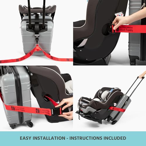 Image of J.L. Childress Car Seat Luggage Strap, Travelt Belt for Airplane, Red | Strong, premium nylon webbing luggage strap attaches baby car seat to rolling suitcase to easily transport through airport