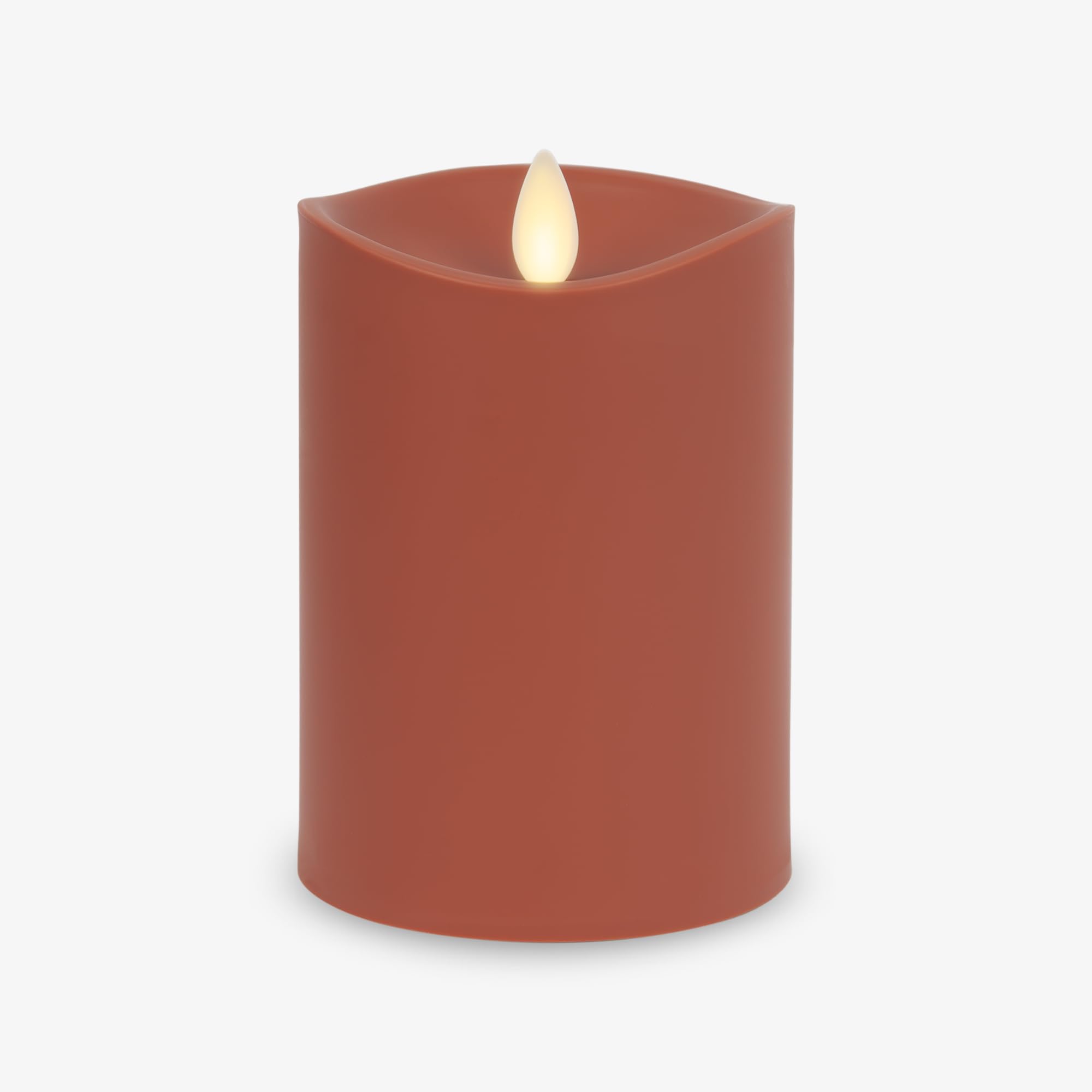 Luminara Outdoor Flameless LED Candle, Baked Clay 3.25" x 5", Moving Flame Pillar Timer Battery Operated Premium Plastic IPX4 Water Resistance