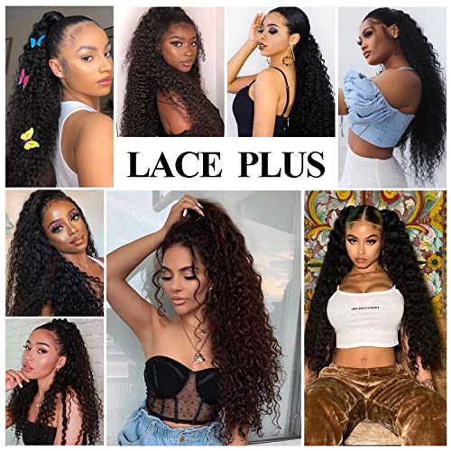 Lace Plus 32 Inch Long Curly Ponytail Hair Extension Curly Heat Resistant Synthetic Instant Clip Drawstring Ponytail Clip In Ponytail Hair Extensions Curly For Black Women (#1 Black,6.70Oz) #TOP6