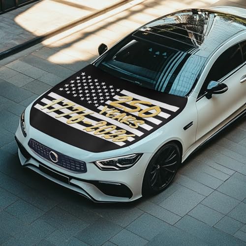 Image of 250 Years USA Car Hood Cover 4th of July Front Hood Covers for Cars Hood Dust Cover for Car Decor Accessories 1776-2026 Patriotic Automotive Hood Cover