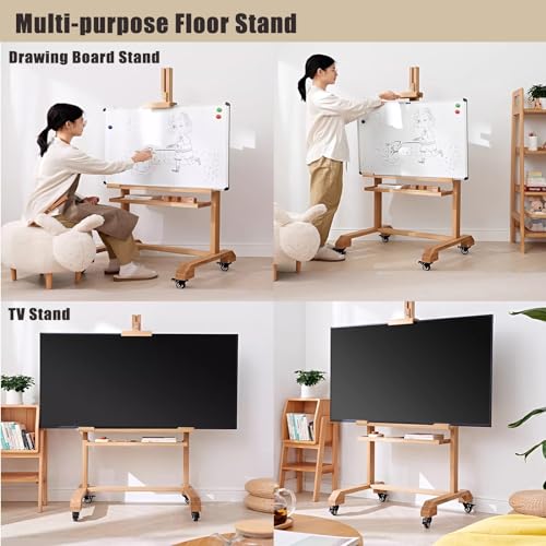 Soporte móvil para TV de madera con ruedas para TVs de 55 pulgadas miniatura 2