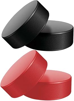4pcs Soft Polyurethane Foam Hockey Pucks Black and Red Hockey Pucks Ice Hockey Pucks for Practicing and Classic Training Hockey Training Equipment Hockey Gifts