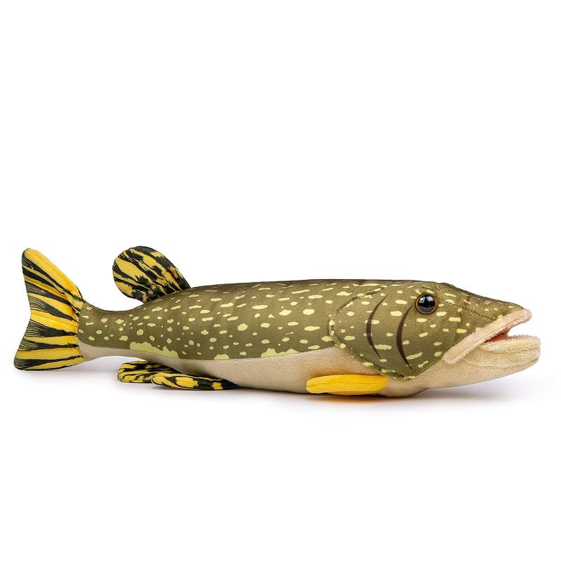 PuffPurrs Lifelike Northern Pike Toy, Realistic greenish body with light spots Teddy Stuffed Animal, Cute Esocid Predatory Fish Toy Gift, 46cm/18.5 In — image 1