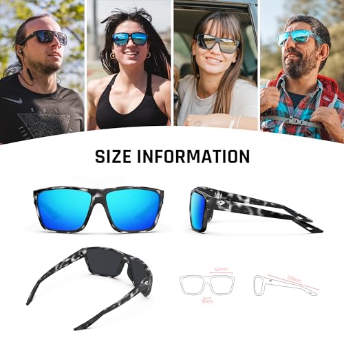 TOREGE Nautilus Polarized Wraparound Sports Sunglasses — Ice-Blue Lens — view 5