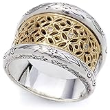 Konstantino Women's Sterling Silver and 18k Gold Ring with Diamonds, Size 8