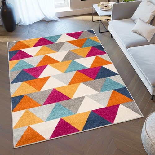 TAPISO Lazur Alfombra de Pelo Corto Resistente Suave Diseño Moderno Naranja Amarillo Crema Rosa Gris Azul Alfombra de Salón Dormitorio Habitación Infantil Juvenil Oeko-Tex 200 x 290 cm