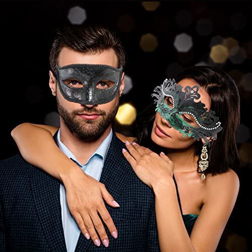 Image of Coddsmz Couple Masquerade Mask Set - Venetian & Mardi Gras Mask for Women & Men
