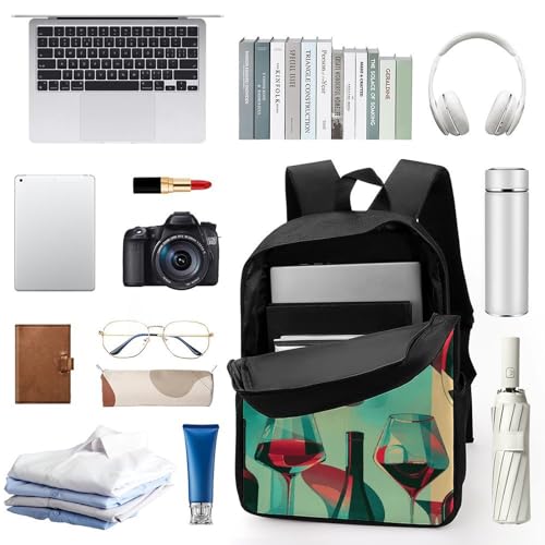 Bottles And Glasses Backpack - Durable 600D Polyester, 17 Inch Backpack with Ergonomic Adjustable Straps, Lightweight Travel Bag for Men & Women3