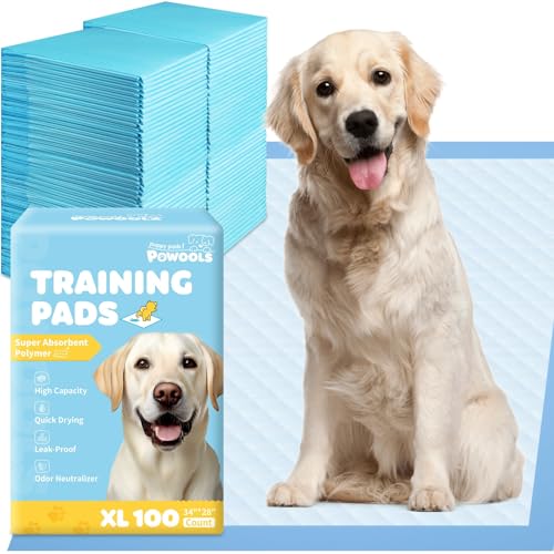 Powools 100Pack XLarge Puppy Pads 34'' x 28'' Pee Pads for Dogs Potty Training with Leak