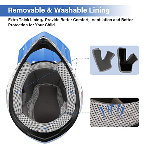 Tcmt Dot Youth & Kids Motocross Offroad Street Helmet Full Face Motorcycle Youth Atv Helmet Dirt Bike Motocross Atv Helmet+Gloves+Goggles #TOP4