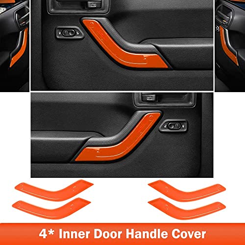 Opall 18Pcs Full Set Interior Decoration Trim Kit Steering Wheel& Center Console Air Outlet Trim, Door Handle Cover Inner For Jeep Wrangler Jk Jku 2011-2018 2 Door &4 Door (Orange) #TOP4