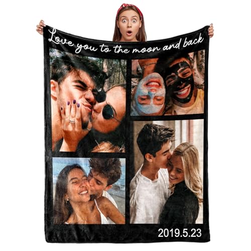 Ships Next Day, Couple Gifts Custom Blanket with Photos Personali...