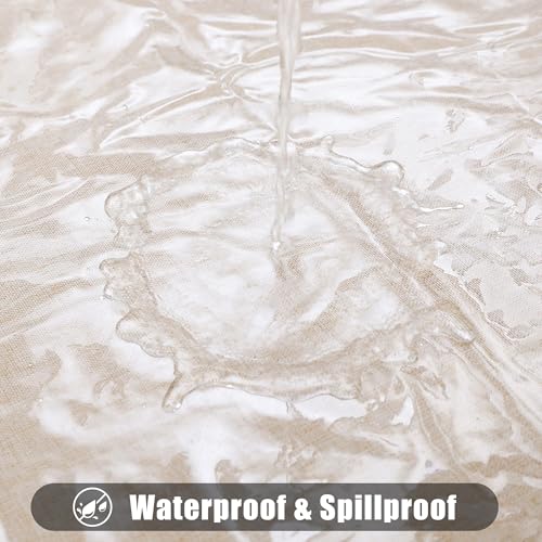 Image of Smiry Rectangle Table Cloth 60x140 Inch, Waterproof Wipeable Vinyl Tablecloths Protector, Oil Spill Proof Plastic Table Cover for Dining, Picnic, Camping, Outdoor, Clear
