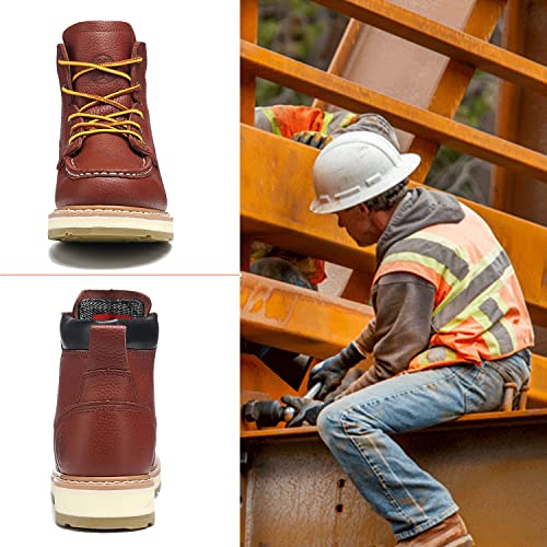 Image of Mens Work Boots Composite Toe Soft Toe Waterproof Slip Resistant Puncture-proof Moc Toe Construction Work Boots