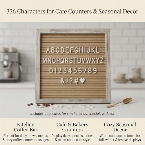 Tableau à lettres cappuccino rustique pour menu de cuisine convivial
