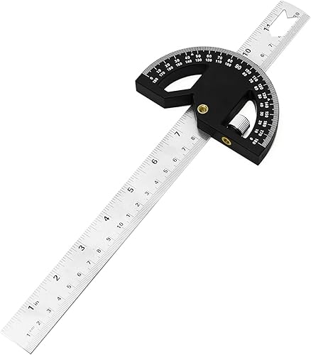 Miniatura 5 de Buscador de ángulos transportador de 12 pulgadas, regla de ángulo ajustable de acero inoxidable, herramienta de medición de ángulo con herramienta