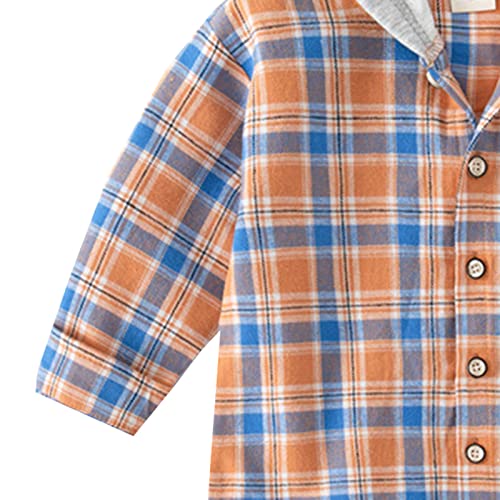 Plaid Shirt Cotton Hoodies for Girls Boys Button Down Long Sleeve Flannel Shirts Warm Jackets Pocket Kids Casual Fall Clothes3