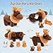 OUOZZZ Moose Stuffed Animal Plush Set – 14.5″ Large Mama Moose with 4 Baby Calves – Soft Reindeer, Elk & Deer Toy for Toddlers & Kids