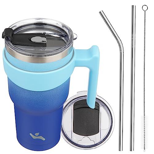 Image of Konokyo 30 oz Tumbler with Handle and Straw, Insulated Travel Mug