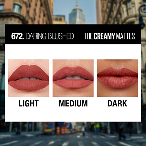 Image of Maybelline New York Matte Lipstick, Intense Colour, Moisturised Lips, Color Sensational Creamy Matte, 672 Daring Blushed, 3.9g