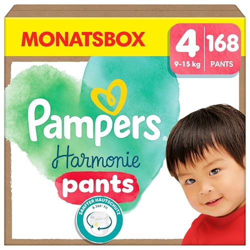 Pampers Harmonie Pants Größe 4, 168 Windeln, 9kg-15kg, sanfter Hautschutz und 360° Komfort-Fit – Ansicht 1