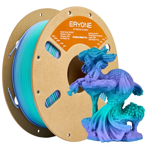 Image of ERYONE Matte Gradient Rainbow 3D Printer PLA Filament 1.75 + /- 0.03mm, Matte Multicolor Filament PLA 1KG(2.2LBS) Spool, Dreamland (Blue Green Purple)