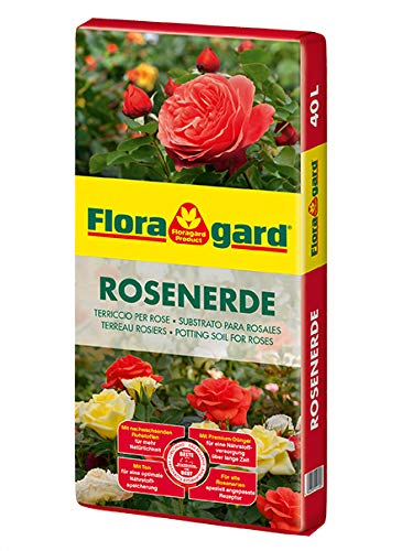Floragard Rosenerde 40 Liter - torfreduzierte Spezialerde mit Ton für Rosen im Garten und im Kübel