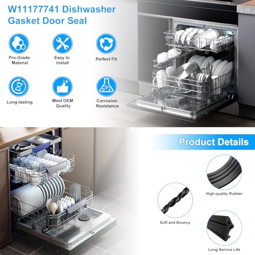 UPGRADED W11177741 Dishwasher Gasket Door Seal Compatible with Whirlpool Maytag KitchenAid Kenmore Dishwasher Parts Replacement W10300924 W10660528 W10300924V WDT750SAHZ WDTA50SAHZ Door Seal by S-Union - Image 8