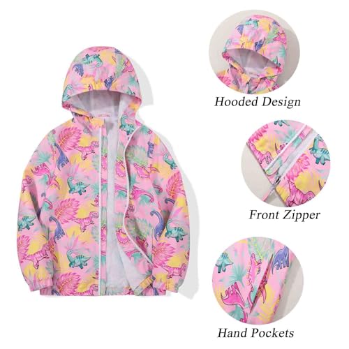 Image of SUNDAY ROSE Girls Windbreaker Jackets Lightweight Water Resistant Coat Outwear with Hooded for Kids