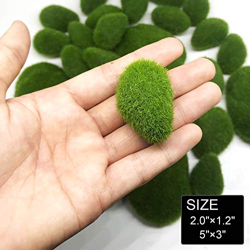 Woohome 24 Pcs Artificial Moss Rocks Decorative And Artificial Succulent Plants Set, 20 Pcs Fake Moss Decor And 4 Pcs Green Fake Succulent For Floral Arrangements, Fairy Gardens And Crafting #TOP3