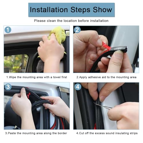 Image of STHIRA16.4'' Thickened Automotive Weather Stripping, Three-Layer 8-Hole Car Door Seal Strip Self Adhesive Weather Stripping for Noise Reduction, Waterproof Self-Adhesive Rubber Seal