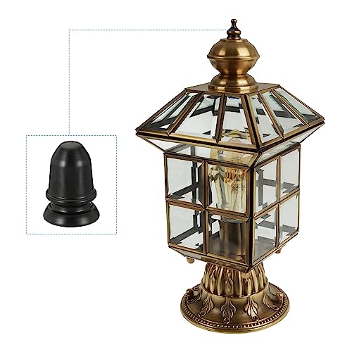 Image of PATIKIL 1 inch Tall Iron Lamp Finials Cap Knob, 2Pcs Lamp Screw Round Head Holder Tapped 1 /4-27 for Table and Floor Lamp Shade Decorations, Black