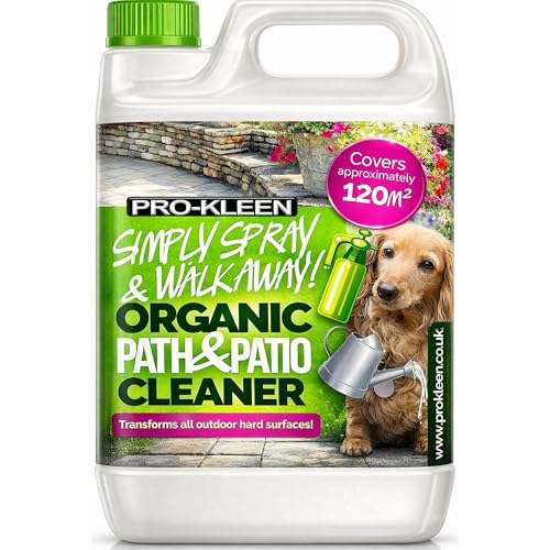 Pro-Kleen Simply Spray and Walk Away Organic Path and Patio Cleaner Concentrate Fluid (5 Litres) Safe for Pets and Children when Dried Use on Patios Fencing and Decking (Makes 20 litres)