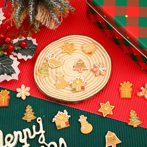 Image of JUNEBRUSHS 50 Pcs Christmas Mini Resin Gingerbread Man, Fake Gingerbread Christmas Figurines Gingerbread Men Embellishment for Xmas Holiday DIY Crafts Decor