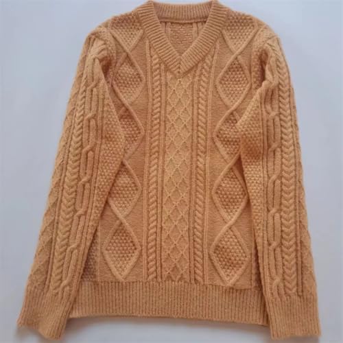 Mens V Neck Sweaters Casual Slim Fit Long Sleeve Wool Blend Loose Pullover Sweater Men Cable Knit Sweater2