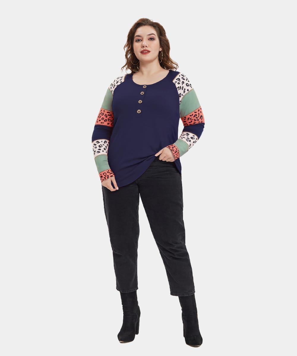 RITERA Plus Size Tops For Women Long Sleeve Casual Ragal Shirts Henley Fall Blouse XL-5XL - Image 5
