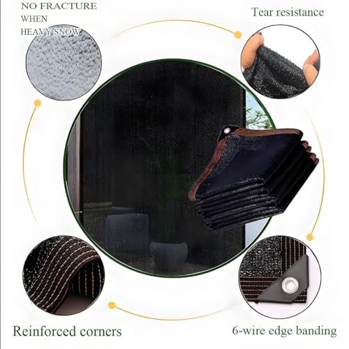 Voile d'ombrage extérieur noir résistant aux UV avec œillets de fixation - 4